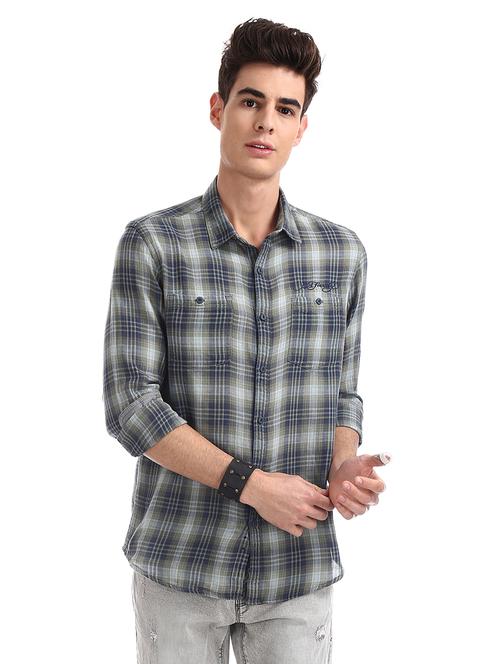 mens checks casual shirt - 17739507 - Very Small Image - 1