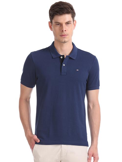 navy-blue solid polo t-shirt - 17739613 - Very Small Image - 1