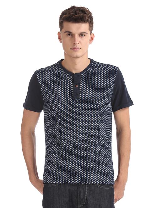 navy blue printed t-shirt - 17739777 - Very Small Image - 1