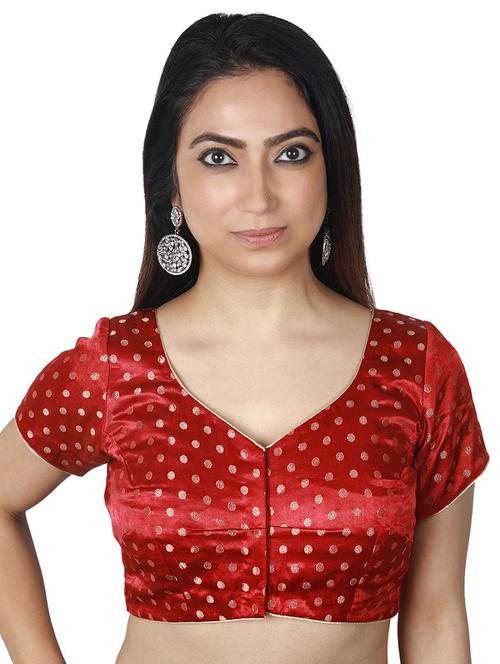 red satin brocade blouse - 17739813 - Very Small Image - 1