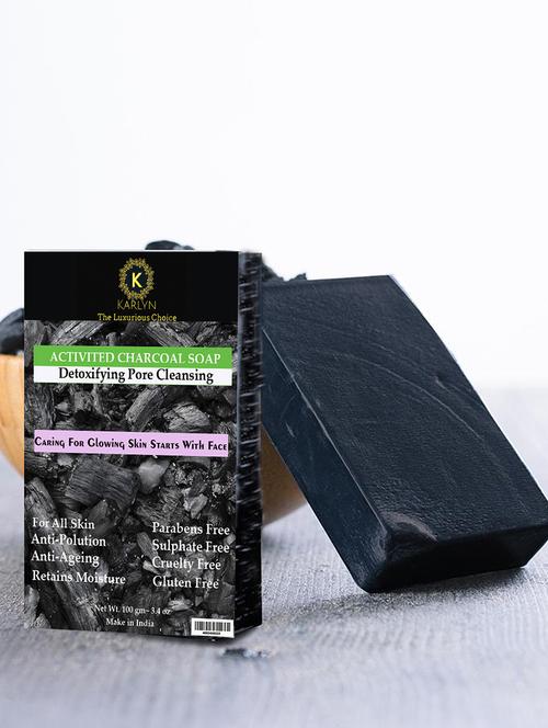 activated charcoal with tea tree soap natural detox face & body soap for acne, blackheads & anti-wrinkles paraben free - 17740197 - Very Small Image - 1