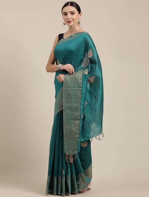 teal bhagalpuri saree with blouse - 17740367 - Very Small Image - 1