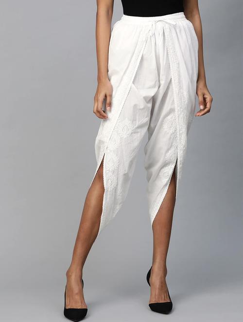 ada hand-embroidered white chikankari dhoti salwar - 17741290 - Very Small Image - 1