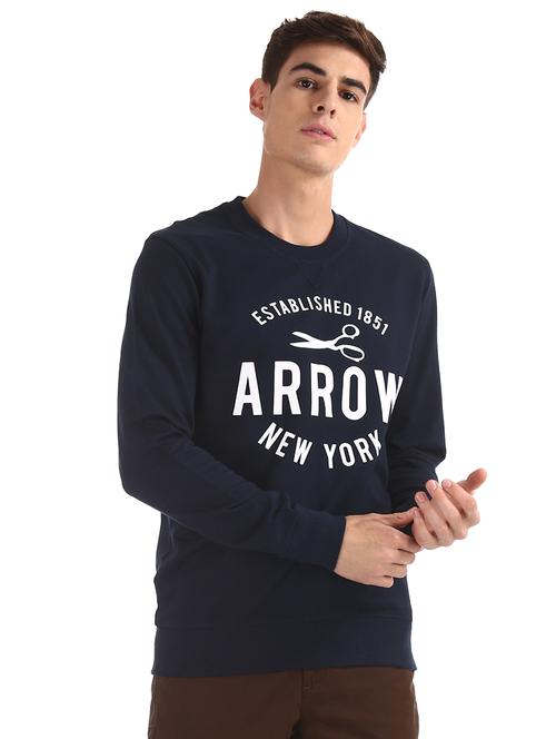 dark blue chest printed sweatshirt - 17741355 - Very Small Image - 1