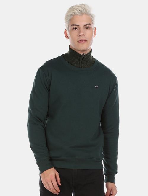 bottle green solid sweatshirt - 17741367 - Very Small Image - 1