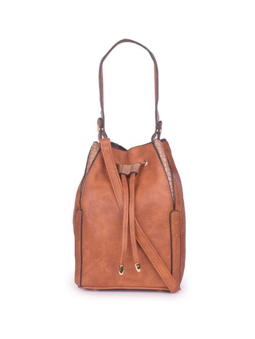 tan leatherette (pu) handbag - 17742649 - Very Small Image - 1