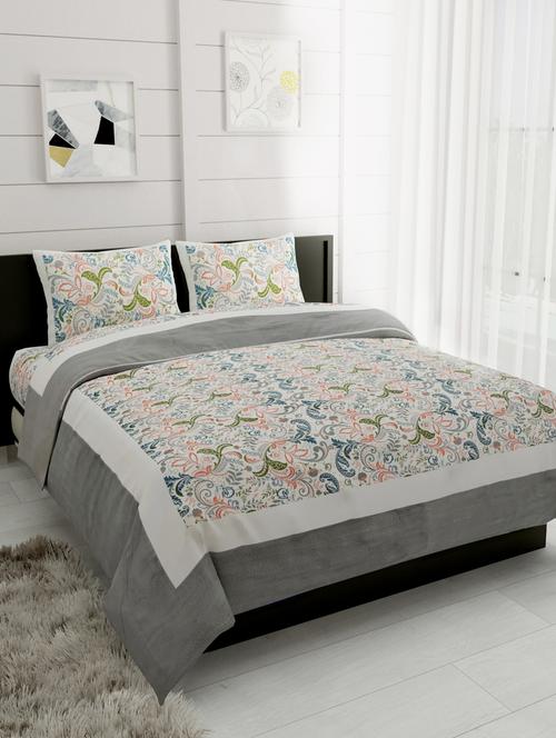 trency 150 gsm pure cotton double king size bed sheet with 2 pillow cover - 17743553 - Very Small Image - 1