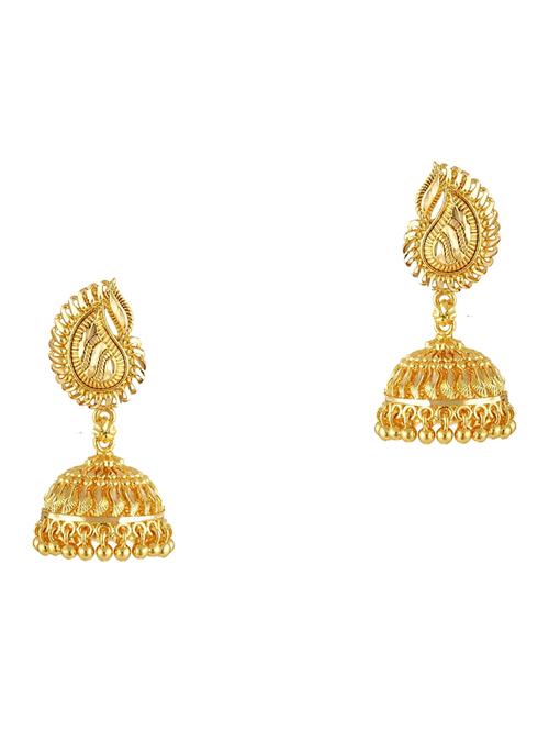 gold brass jhumka earring - 17743916 - Very Small Image - 1