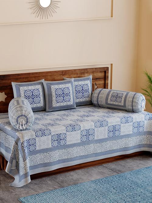 texstylers pure cotton 200 tc jaipuri print kantha look diwan set - 17744321 - Very Small Image - 1