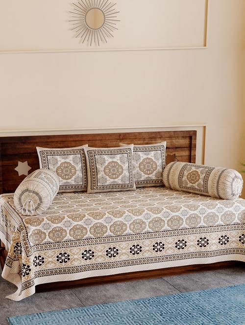 texstylers pure cotton 200 tc jaipuri print kantha look diwan set - 17744328 - Very Small Image - 1