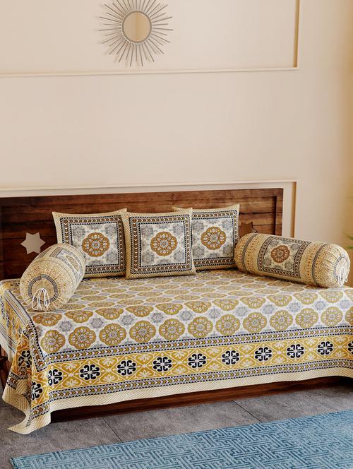 texstylers pure cotton 200 tc jaipuri print kantha look diwan set - 17744329 - Very Small Image - 1