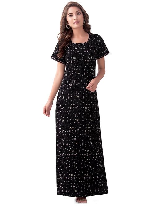 round neck checkered nightwear gown  - 17744349 - Very Small Image - 1