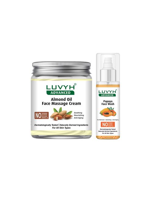 luvyh advanced almond oil face massage cream-pack of 1x500gm and luvyh advanced papaya face wash-pack of 1x100ml - 17744640 - Very Small Image - 1
