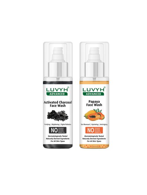 luvyh advanced activated charcoal face wash -pack of 1x100ml and luvyh advanced papaya face wash-pack of 1x100ml - 17744772 - Very Small Image - 1