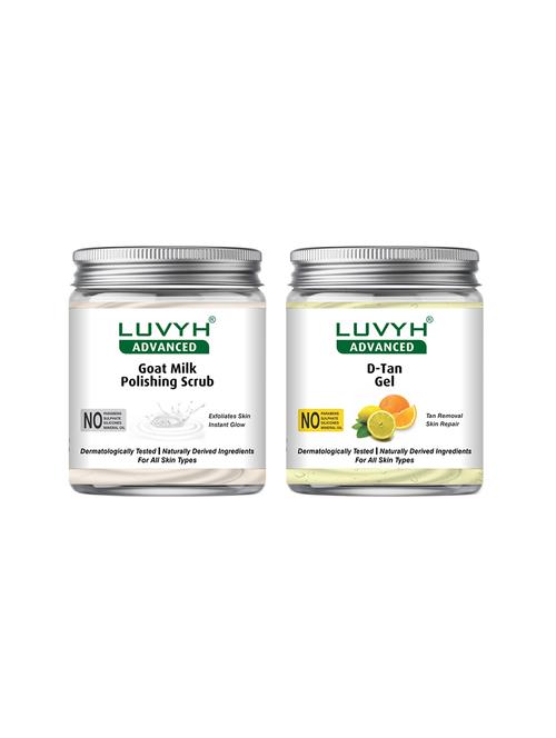 luvyh advanced goat milk polishing scrub-pack of 1x500gm and luvyh advanced d-tan gel-pack of 1x500gm - 17744901 - Very Small Image - 1
