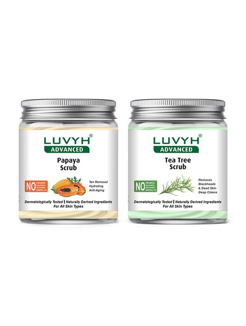 luvyh advanced papaya scrub -pack of 1x500gm and luvyh advanced tea tree scrub-pack of 1x500gm - 17744983 - Very Small Image - 1