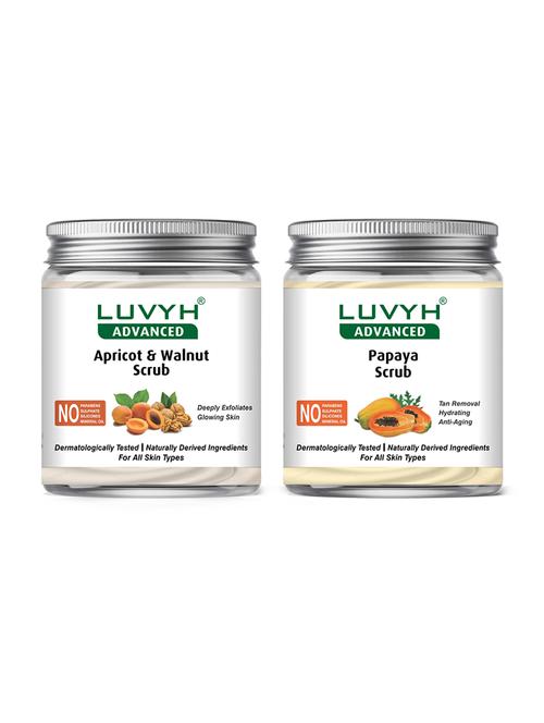 luvyh advanced apricot & walnut scrub -pack of 1x500gm and luvyh advanced papaya scrub -pack of 1x500gm - 17745083 - Very Small Image - 1