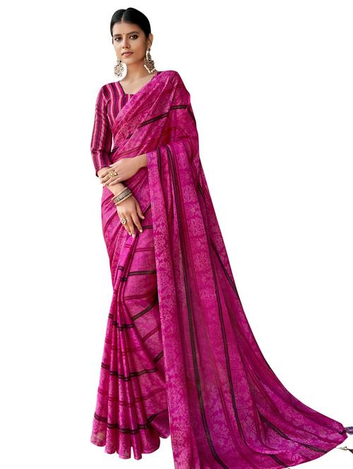 striped printed saree - 17745181 - Very Small Image - 1