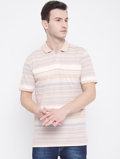 beige striped polo t-shirt - 17745667 - Very Small Image - 1