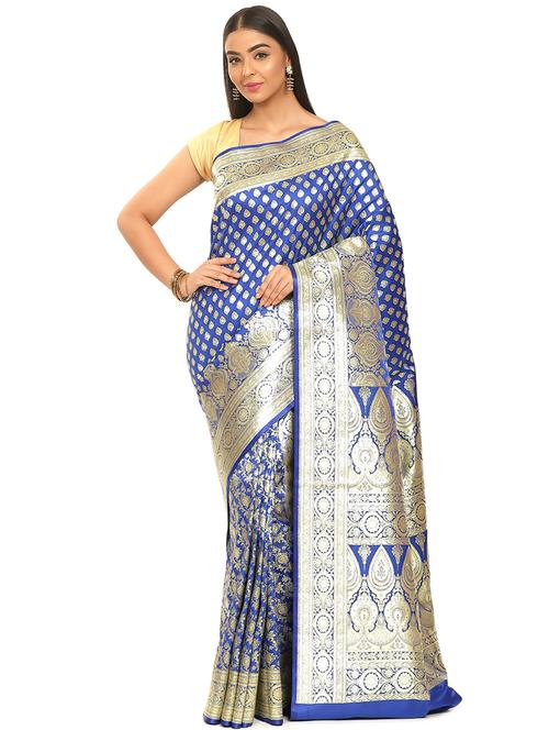 zari work banarasi saree with blouse - 17748143 - Very Small Image - 1