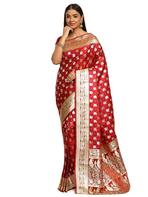 zari work banarasi saree with blouse - 17748463 - Very Small Image - 1