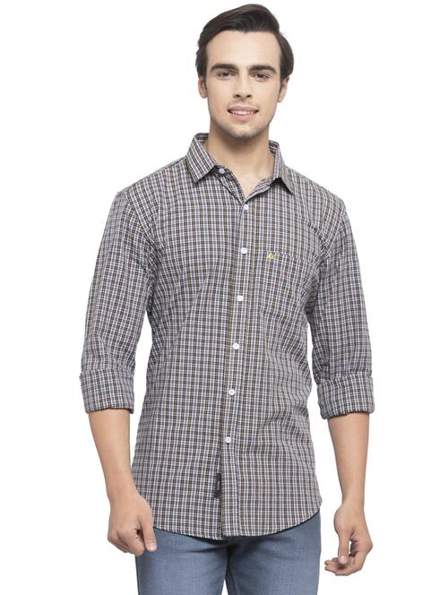 grey checkered casual shirt - 17749278 - Very Small Image - 1