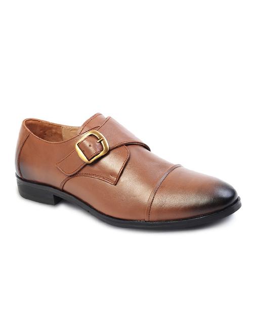 tan leather slip on monk straps - 17749463 - Very Small Image - 1