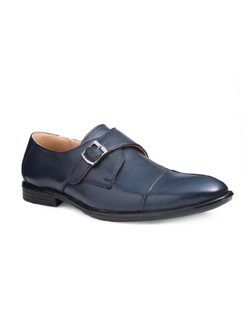 blue leather slip on monk straps - 17749466 - Very Small Image - 1