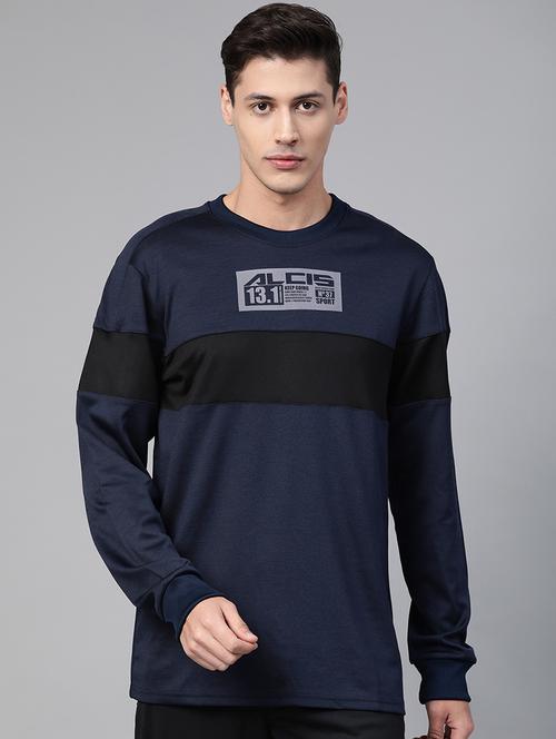 navy blue printed cut & sew sweatshirt - 17749723 - Very Small Image - 1