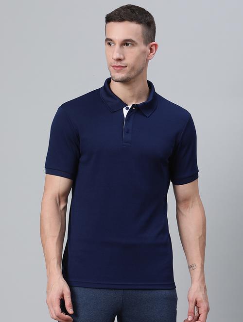 navy blue solid polo t-shirt - 17749732 - Very Small Image - 1