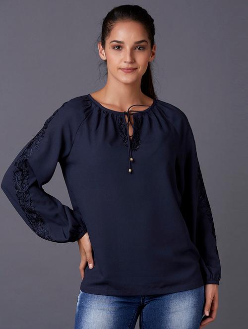 navy blue polyester regular top - 17750004 - Very Small Image - 1
