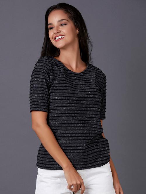 textured round neck t-shirt - 17750062 - Very Small Image - 1