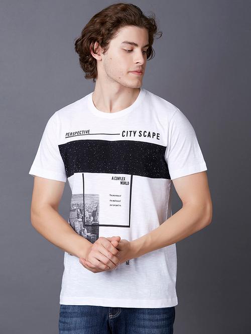 white printed cut & sew  t-shirt - 17750399 - Very Small Image - 1