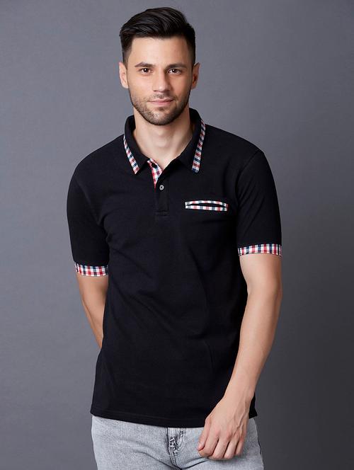 black solid polo t-shirt - 17750449 - Very Small Image - 1