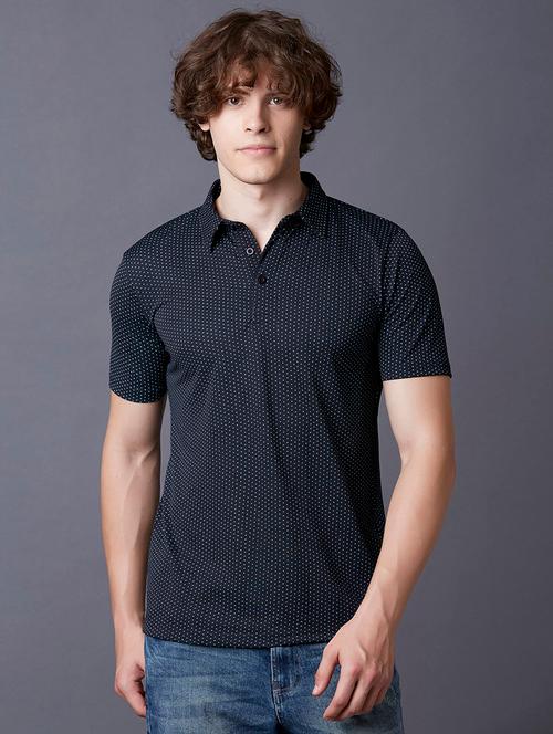 black printed collared t-shirt - 17750500 - Very Small Image - 1
