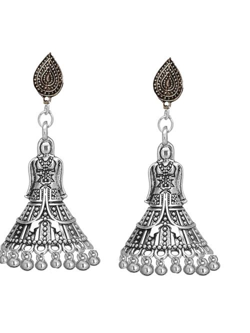 nityakshi oxidised silver chandbali earrings for  - 17752281 - Very Small Image - 1