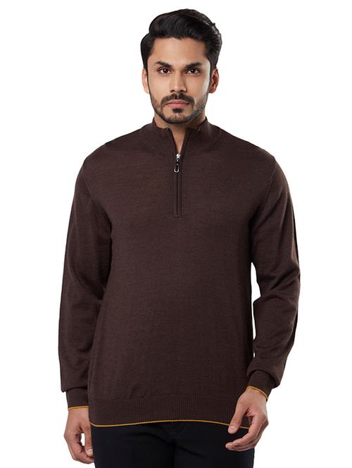 brown solid wool pullover - 17752379 - Very Small Image - 1