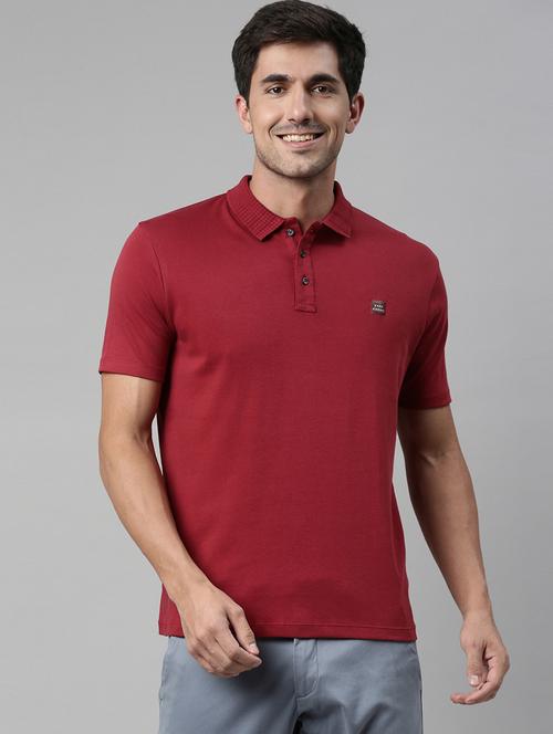 maroon solid polo t-shirt - 17753057 - Very Small Image - 1