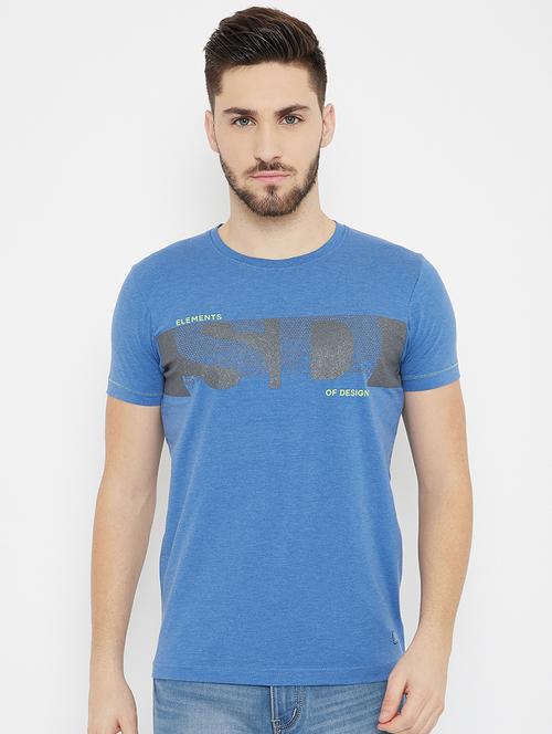 men blue chest print t-shirt - 17754216 - Very Small Image - 1
