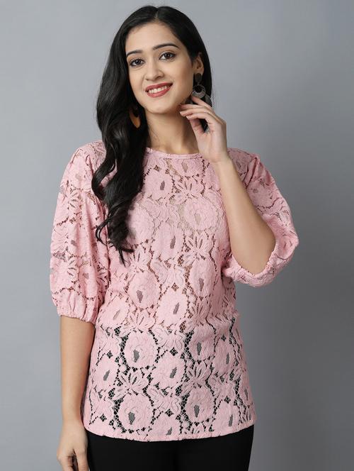 round neck laced top  - 17754822 - Very Small Image - 1