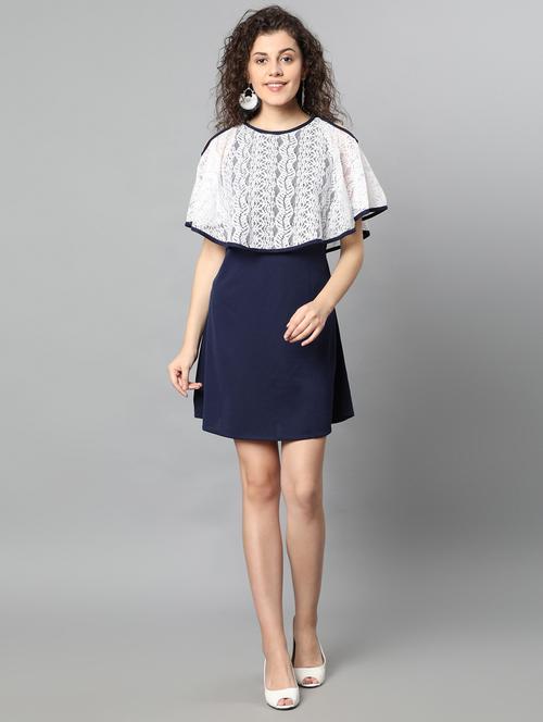 color block cape sleeved a-line dress - 17754963 - Very Small Image - 1