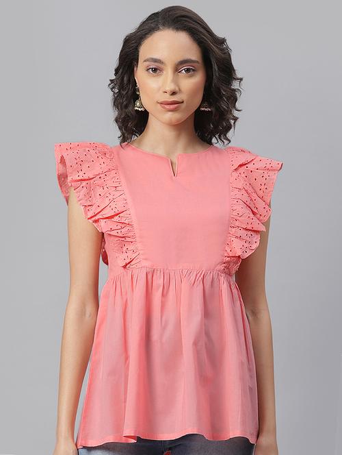 women's peplum notch neck top - 17755213 - Very Small Image - 1