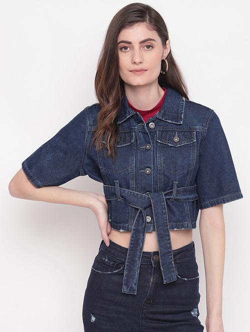 solid denim jacket - 17756103 - Very Small Image - 1