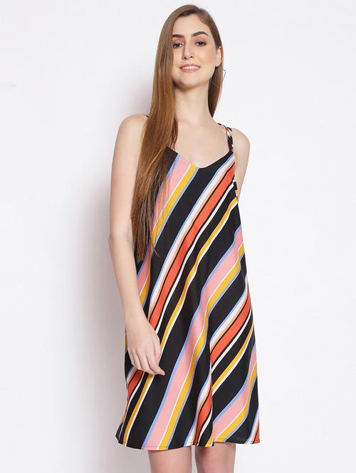 cami neck striped a-line dress - 17756173 - Very Small Image - 1