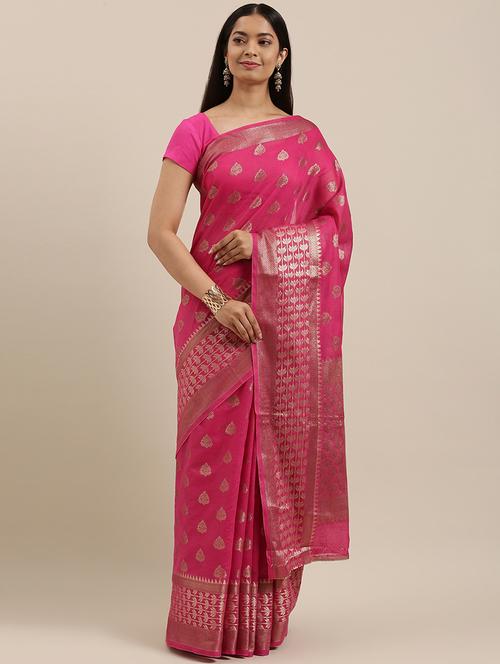 women's banarasi saree with blouse - 17757082 - Very Small Image - 1
