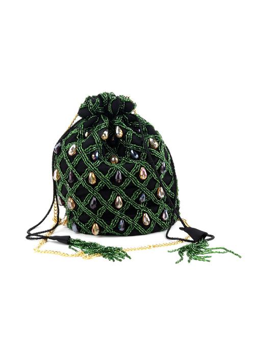 green satin regular potli - 17757484 - Very Small Image - 1