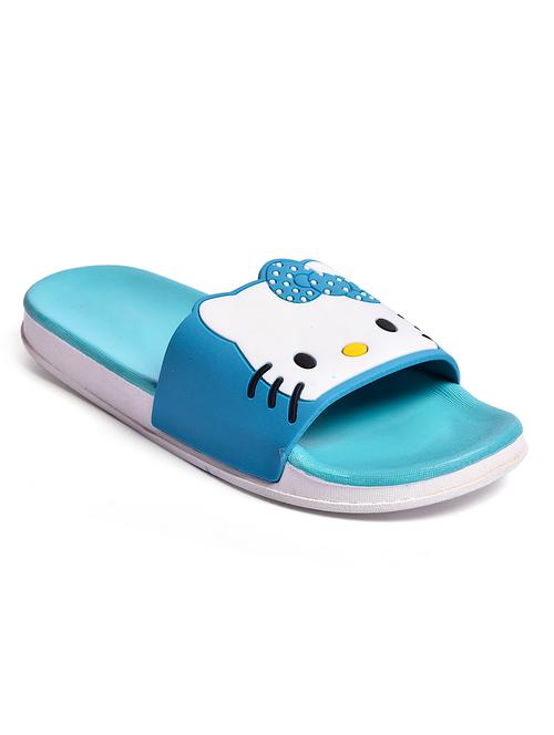 blue leatherette slides flip flops - 17757747 - Very Small Image - 1