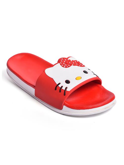 red leatherette slides flip flops - 17757748 - Very Small Image - 1