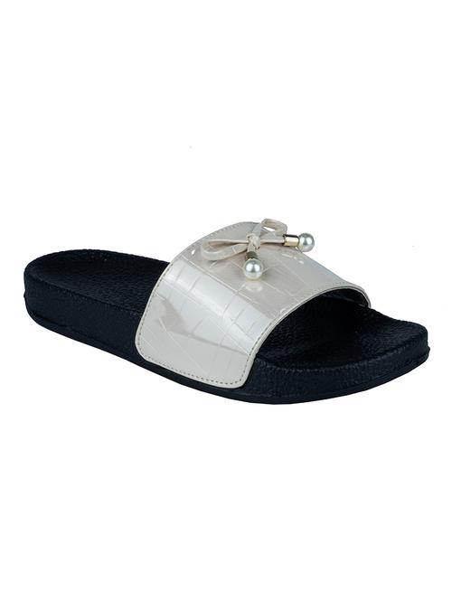 silver leatherette slides flip flops - 17757750 - Very Small Image - 1