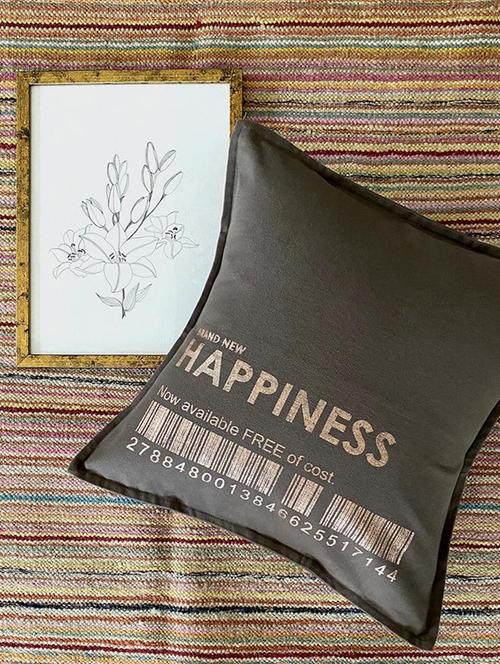 olive coloured foil graphic print cushion cover with overlap back closure - 17757784 - Very Small Image - 1